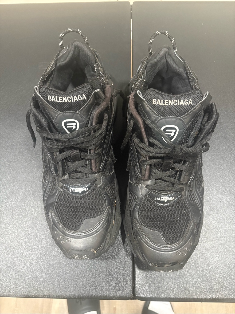 Balenciaga Men's Black Chunky Mesh Lace-Up Sneakers